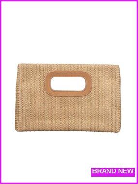 Straw Clutch Purse with Top Handle, Crossbody Bag for Summer